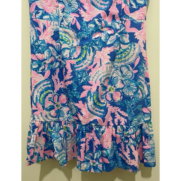 EUC Lilly Pulitzer Pink and Blue Floral Romper Mini Dress, Size 2 - Picture 9 of 16